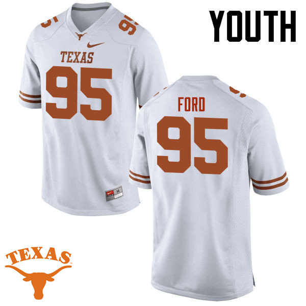 Youth #95 Poona Ford Texas Longhorns College Football Jerseys-White
